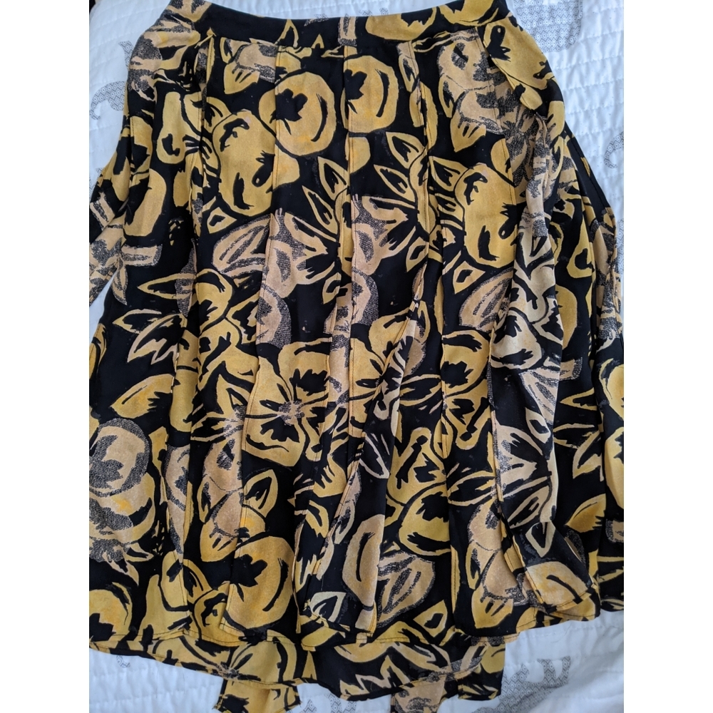 Patterned Fringe Midi Skirt